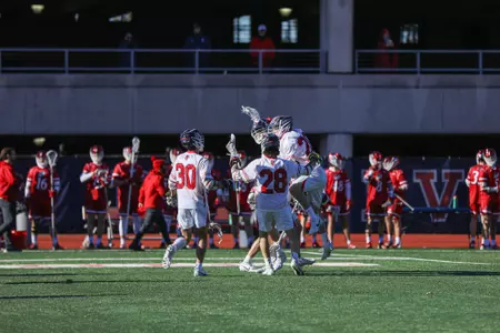 The Red Storm celebrate a goal in the first quarter
