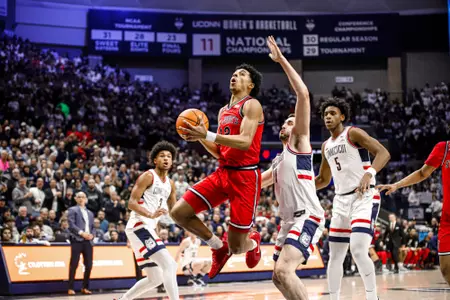RJ Luis Jr. went for 21 points, seven rebounds and an assist against the Huskies.