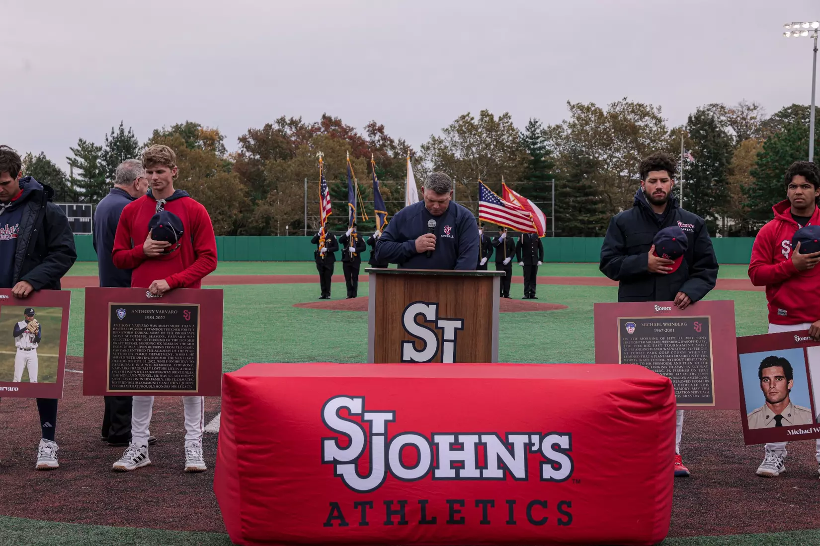 St. John's Baseball honoring the legacy of Michael Weinberg and Anthony Varvaro.