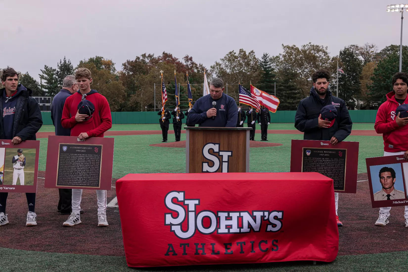 St. John's Baseball honoring the legacy of Michael Weinberg and Anthony Varvaro.