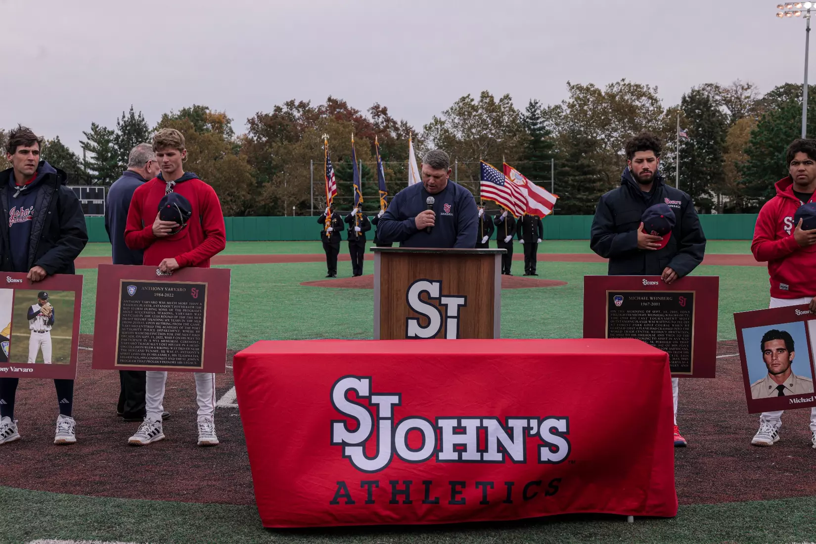 St. John's Baseball honoring the legacy of Michael Weinberg and Anthony Varvaro.