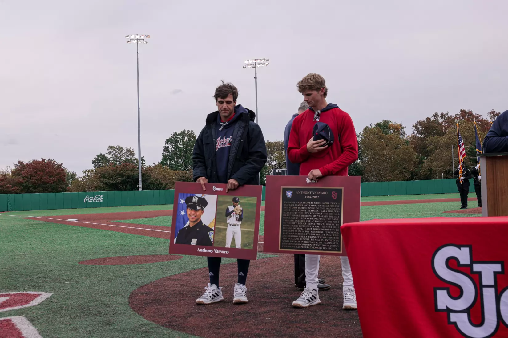 St. John's Baseball honoring the legacy of Michael Weinberg and Anthony Varvaro.