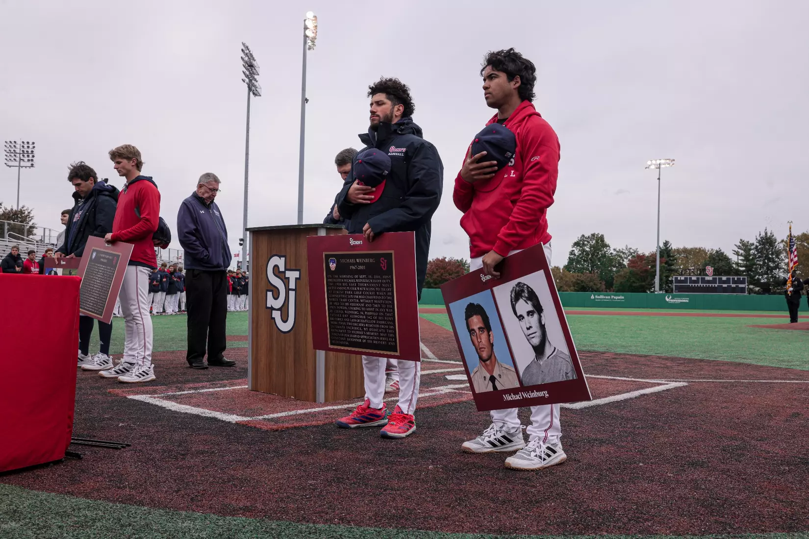 St. John's Baseball honoring the legacy of Michael Weinberg and Anthony Varvaro.