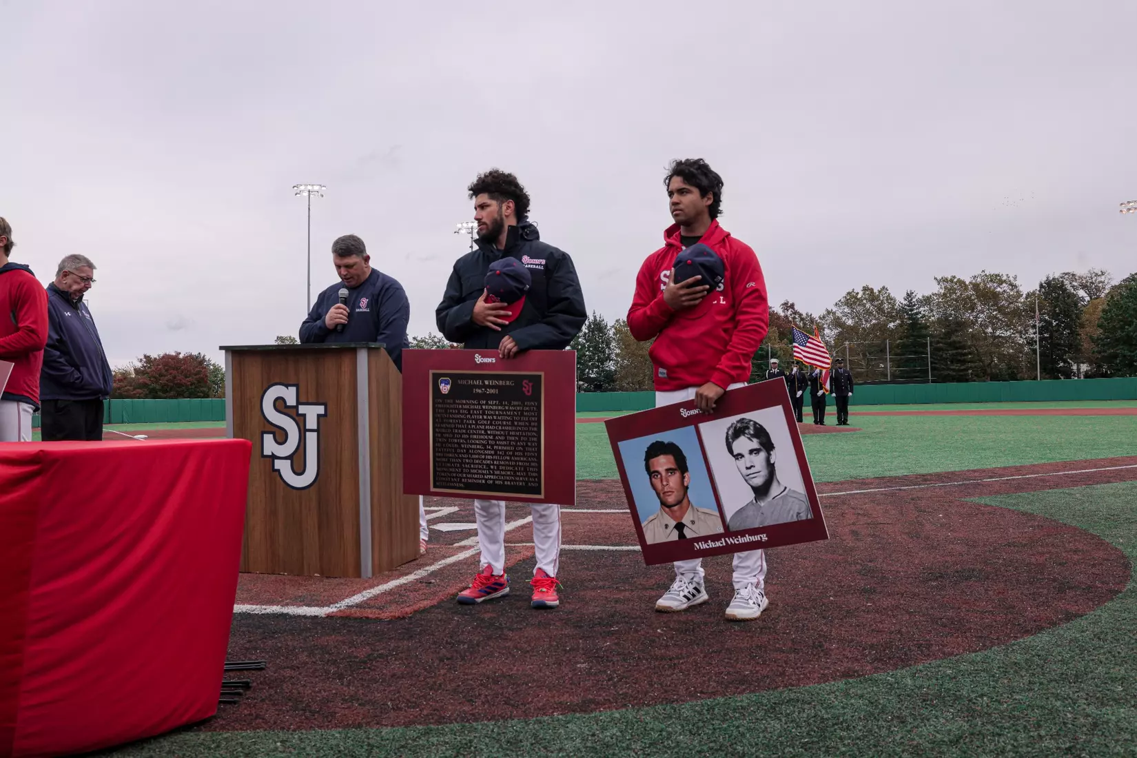St. John's Baseball honoring the legacy of Michael Weinberg and Anthony Varvaro.