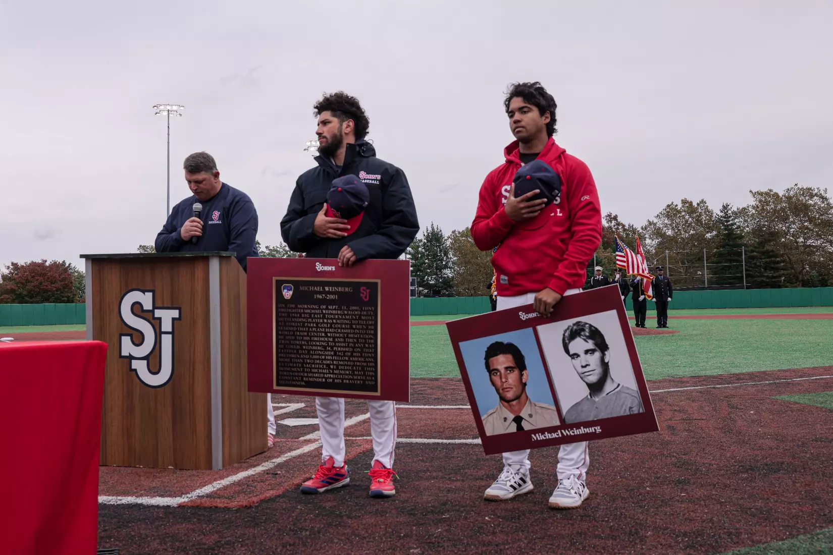 St. John's Baseball honoring the legacy of Michael Weinberg and Anthony Varvaro.