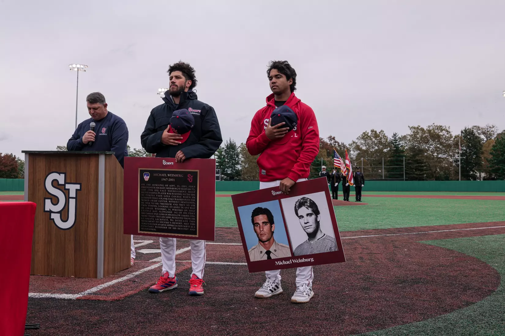 St. John's Baseball honoring the legacy of Michael Weinberg and Anthony Varvaro.