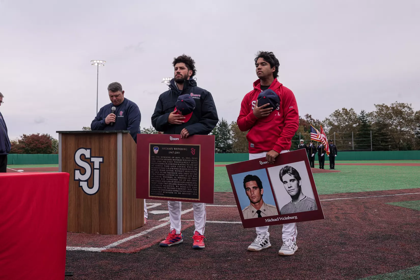 St. John's Baseball honoring the legacy of Michael Weinberg and Anthony Varvaro.