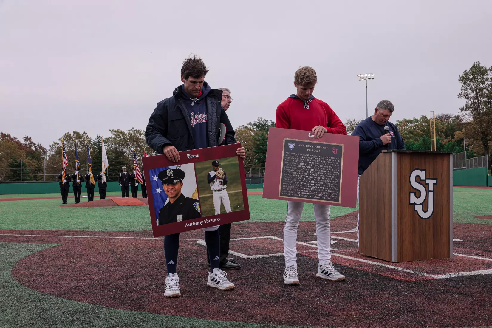 St. John's Baseball honoring the legacy of Michael Weinberg and Anthony Varvaro.