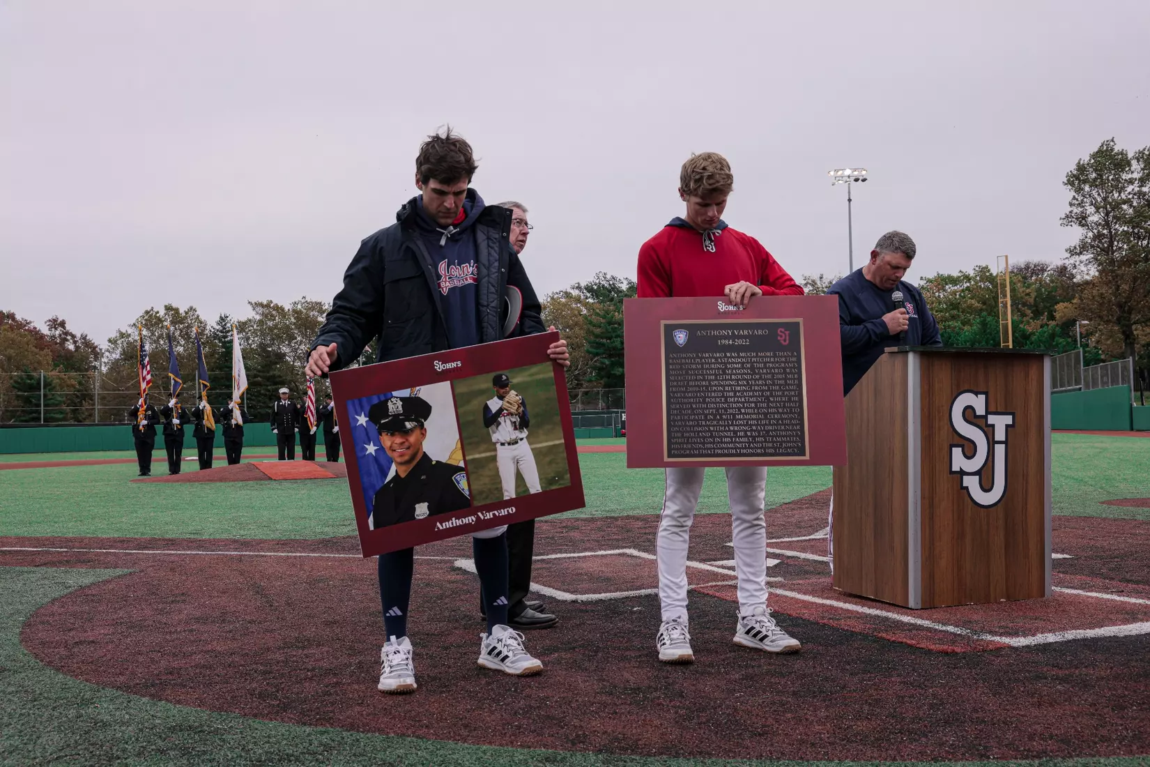 St. John's Baseball honoring the legacy of Michael Weinberg and Anthony Varvaro.