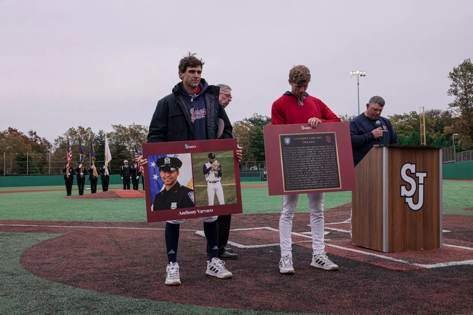 St. John's Baseball honoring the legacy of Michael Weinberg and Anthony Varvaro.