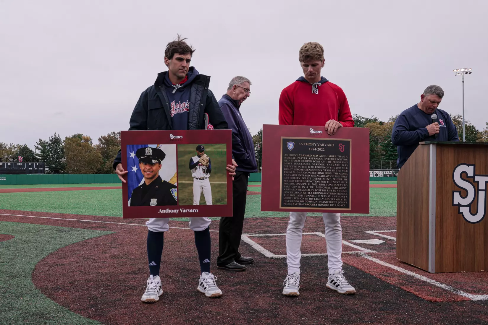 St. John's Baseball honoring the legacy of Michael Weinberg and Anthony Varvaro.