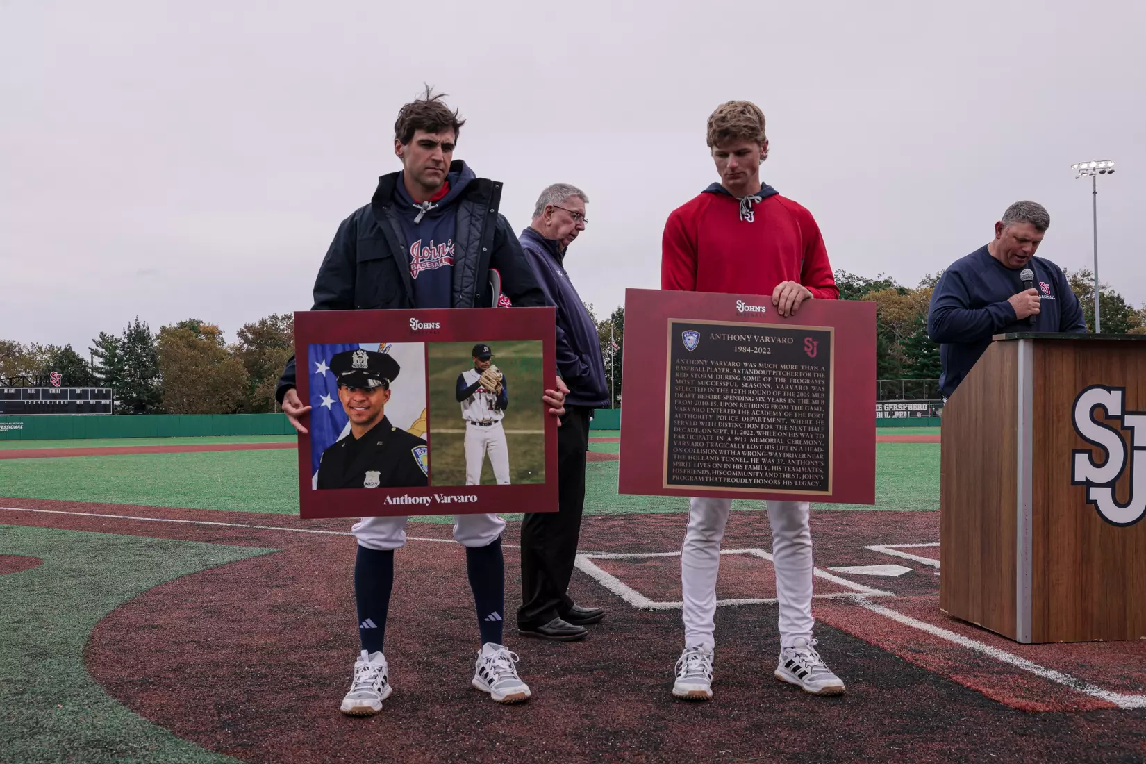 St. John's Baseball honoring the legacy of Michael Weinberg and Anthony Varvaro.