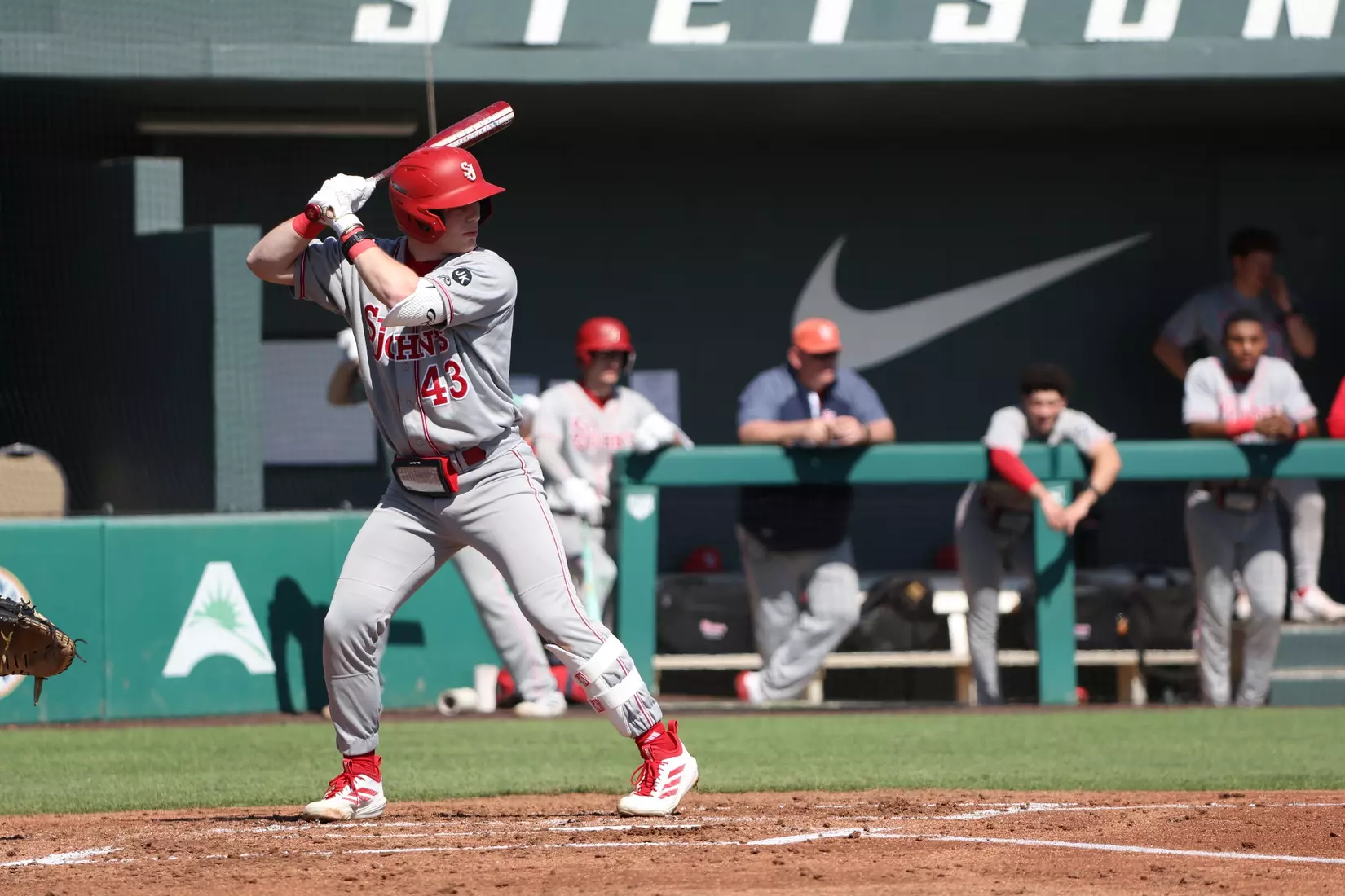 Ayden Frey made his St. John's debut, going 2-for-4 with a pair of singles and scored a run.