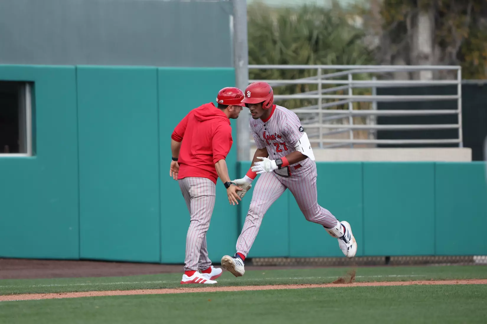 Shaun McMillan led the way offensively for the Red Storm, going 2-for-5 with a home run and tied a career-high with five RBIs