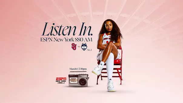 ESPN Radio St. John's vs. No. 1/1 UConn 3.1.26 Game Release Graphic