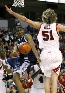 Lorenzo Williams works down low in Saturday's loss to Arkansas.