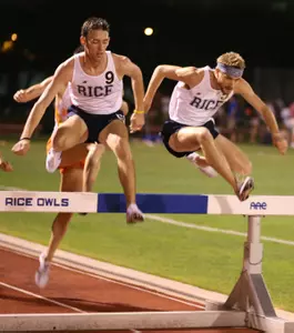 Charles Hampton (l) and David Axel went 1-2 in the steeplechase Friday