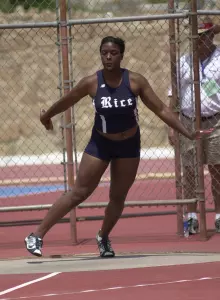 Krystal Robinson broke her own school record in the discus