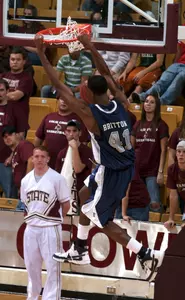 Patrick Britton throws down a second-half dunk at Texas State Wednesday.
