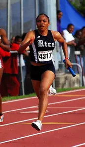 Shakera Reece won the 100 at the Texas Twilight meet