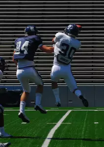 Andrew Sendejo breaks up a fourth-down pass intended for Taylor Wardlow to secure the Gray team's victory Saturday.