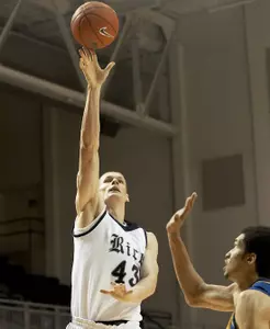 Rice senior Aleks Perka scored eight points and had six rebounds in his final game in Tudor Fieldhouse.