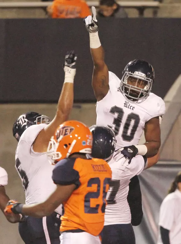 Jeremy Eddington celebrates after his rushing touchdown vs. UTEP
