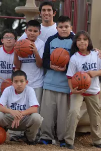 Rice University's Student-Athlete Advisory Committee organized a wide variety of events and programs during the past year including spending time with students at Rusk Elementary School this past year.