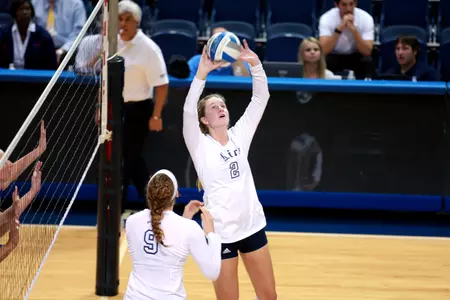 Sara Blasier notched her fourth double-double of the season in Friday's win.