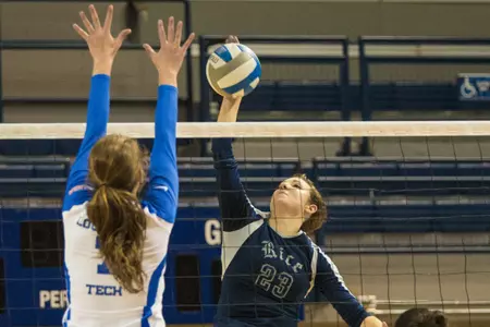 Senior Tyler Jenkins had 9 kills in Rice's 3-0 win vs. Louisiana Tech.