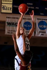 Jessica Kuster notched the 50th double-double of her career in Sunday's 67-64 win at Lamar.