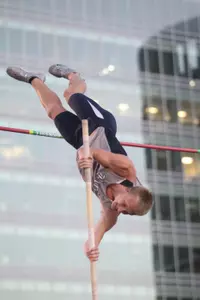 Junior Chris Pillow won the pole vault at the season-opener on Saturday.
