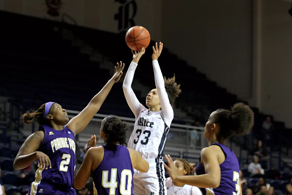 Jasmine Goodwine registered her first career double-double in Friday's 70-58 win over Prairie View.