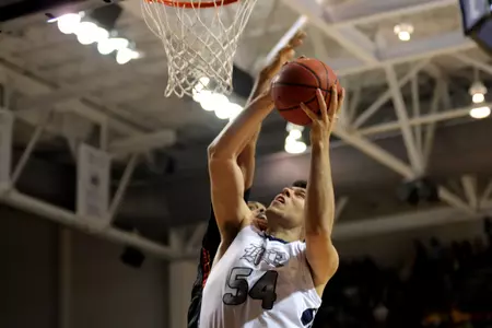 <b>Andrew Drone</b> notched a double-double with 16 points and 10 rebounds.