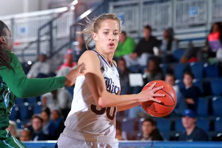 Senior forward Jessica Kuster recorded her 60th career double-double on Saturday.