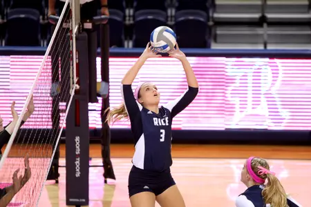 Madison McDaniel picked up her 12th double-double of the year in Rice's 3-0 sweep of Middle Tennessee.