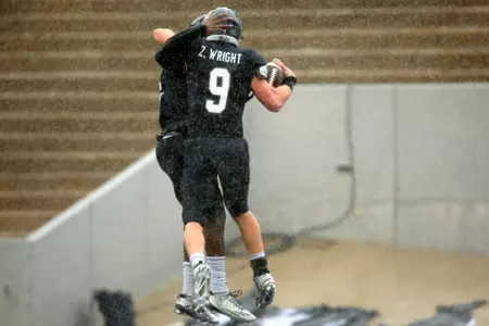Zach Wright celebrates his game-winning touchdown catch.