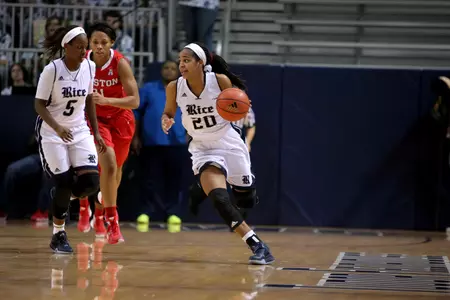 Shani Rainey scored 15 points in the Owls' loss to Loyola.