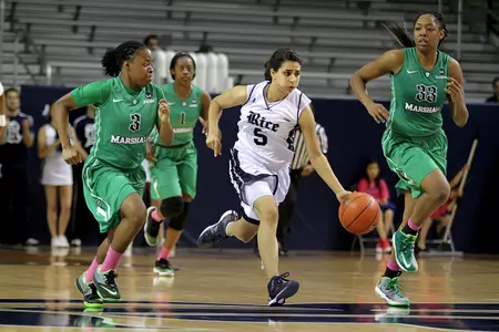 Reem Moussa scored 10 points off the bench for the Owls on Thursday at ODU.