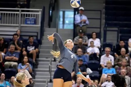 Leah Mikesky had a match-high 16 kills in the Owls' 3-1 loss Friday.