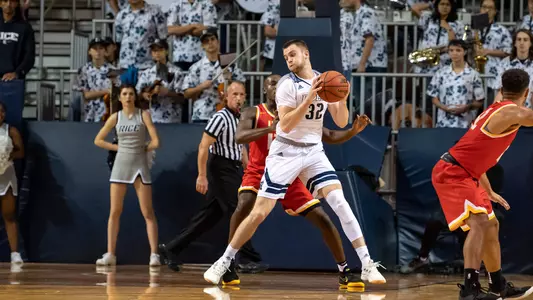 during an exhibition game between the St. Thomas Celts and the Rice Owls on November 1, 2018 at Tudor Fieldhouse in Houston, Texas The XXX beat XXX 0-0