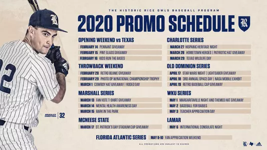 2020 Baseball Promotions