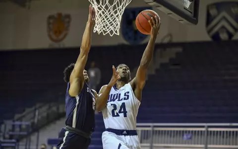 November 04, 2021 :   During the exhibition game between the St. Edwards Hilltoppers and the Rice Owls at Tudor Fieldhouse in Houston, Texas.   (Mandatory Credit:  Maria Lysaker | Rice Athletics)