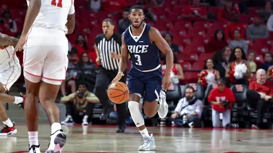 November 12, 2021 :   During a regular season game between the Rice Owls and the University of Houston Cougars at the Fertitta Center in Houston, Texas.   (Mandatory Credit:  Maria Lysaker | Rice Athletics)