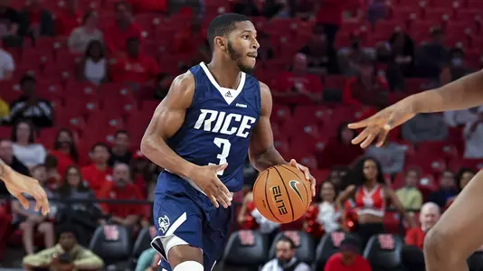 November 12, 2021 :   During a regular season game between the Rice Owls and the University of Houston Cougars at the Fertitta Center in Houston, Texas.   (Mandatory Credit:  Maria Lysaker | Rice Athletics)