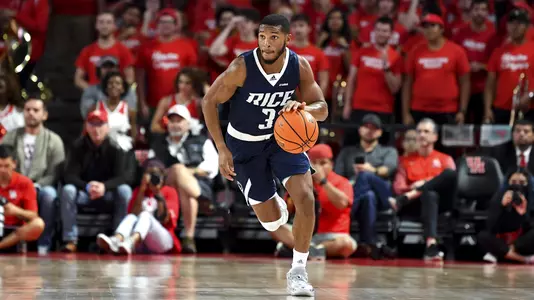November 12, 2021 :   During a regular season game between the Rice Owls and the University of Houston Cougars at the Fertitta Center in Houston, Texas.   (Mandatory Credit:  Maria Lysaker | Rice Athletics)
