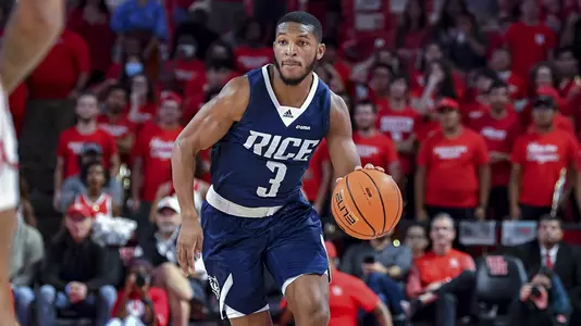 November 12, 2021 :   During a regular season game between the Rice Owls and the University of Houston Cougars at the Fertitta Center in Houston, Texas.   (Mandatory Credit:  Maria Lysaker | Rice Athletics)