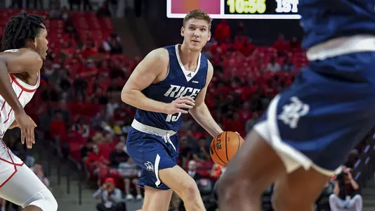 November 12, 2021 :   During a regular season game between the Rice Owls and the University of Houston Cougars at the Fertitta Center in Houston, Texas.   (Mandatory Credit:  Maria Lysaker | Rice Athletics)