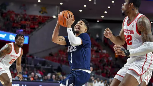 November 12, 2021 :   During a regular season game between the Rice Owls and the University of Houston Cougars at the Fertitta Center in Houston, Texas.   (Mandatory Credit:  Maria Lysaker | Rice Athletics)