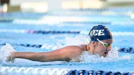 October 14, 2022:  Rice Owls 400 yard IM Katherine Sammy in event 8 heat 1 lane 6 of day 1 of the Fall Splash meet at Gibbs Recreation Center in Houston, Texas.   (Mandatory Credit: Maria Lysaker | Rice Athletics)